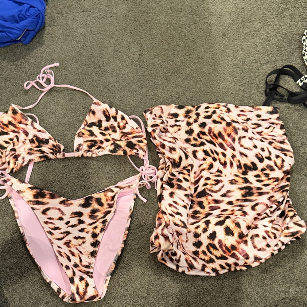 ASOS Pink Leopard Print Bikini Set
